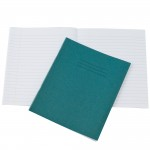 Exercise Books, 203x165mm, 48 Pages, Pack of 100, Ruled 8mm Feint and Margin, Green Coversabc