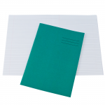 Exercise Books, A4, 80 Pages, Pack of 50, Ruled 8mm Feint and Margin, Green Coversabc