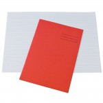 Exercise Books, A4, 80 Pages, Pack of 50, Ruled 8mm Feint and Margin, Red Covers