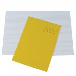 Exercise Books, A4, 80 Pages, Pack of 50, Ruled 8mm Feint and Margin, Yellow Coversabc