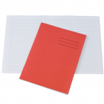 Exercise Books, 229x178mm, 80 Pages, Pack of 100, Ruled 8mm Feint and Margin, Red Covers