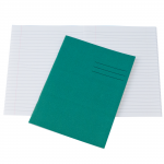 Exercise Books, 229x178mm, 80 Pages, Pack of 100, Ruled 8mm Feint and Margin, Green Coversabc
