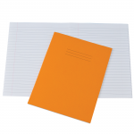 Exercise Books, 229x178mm, 80 Pages, Pack of 100, Ruled 8mm Feint and Margin, Orange Coversabc