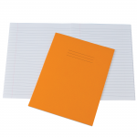 Exercise Books, 229x178mm, 80 Pages, Pack of 100, Ruled 8mm Feint and Margin, Orange Covers