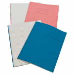 Exercise Books, 229x178mm, 80 Pages, Pack of  100, Ruled 7mm Squared, Salmon Coversabc
