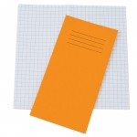 Exercise Books, 203x102mm, 32 Pages, Pack of  100, Ruled 7mm Squared, Orange Coversabc