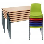 Classroom Packs, 4 Crushed Bent Tables (1100x550x530mm), 8 NP Chairs Packageabc