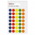 Labels, Self Adhesive Circles, Assorted colours, 13mm, Pack of 140abc