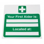 First Aider Location Sign, Self Adhesiveabc
