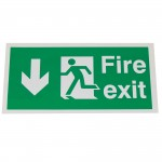 Fire Exit Sign, Man Running to the Left and Down, Self Adhesiveabc