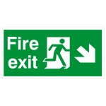 Fire Exit Sign, Man To Right and Pointing to Lower Left, Self Adhesive