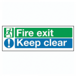 **SALE**Fire Exit Keep Clear Sign, Rigid Plasticabc