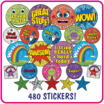 Holographic and Metallic Stickers Value Pack, Pack of 480abc