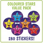 Coloured Star Stickers, Pack of 280abc