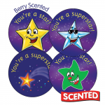 Scented BERRY, Stars and Superstars Stickers, 32mm, Pack of 20abc