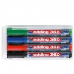 edding 360 Drywipe Board Markers, Pack of 4, Assortedabc