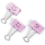 Fold Back Clips, Assorted Emoji, 19mm, Pack of 20, Candy Pinkabc