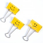 Fold Back Clips, Assorted Emoji, 19mm, Pack of 20, Yellow
