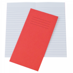 Exercise Books, 203x102mm, 40 Pages, Pack of  100, Ruled 8mm Feint, Red Coversabc