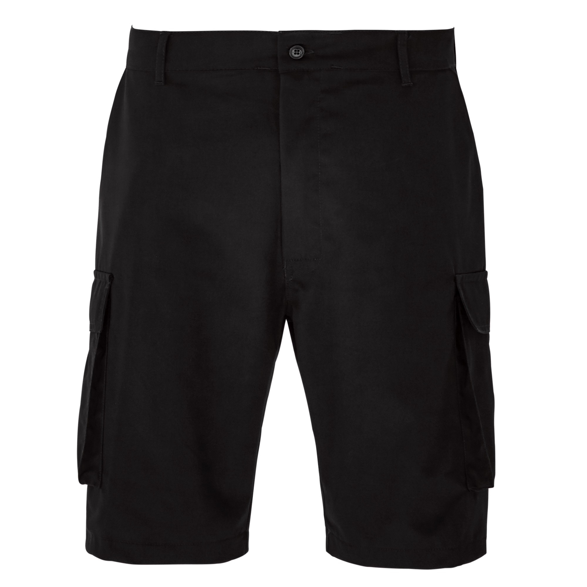 Cargo Shorts with Side Pouch Pockets, Black, Waist 44